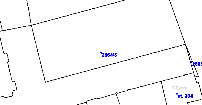 Parcela st. 2664/3 v KÚ Pardubice, Katastrální mapa