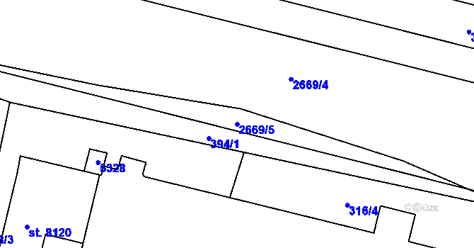 Parcela st. 2669/5 v KÚ Pardubice, Katastrální mapa