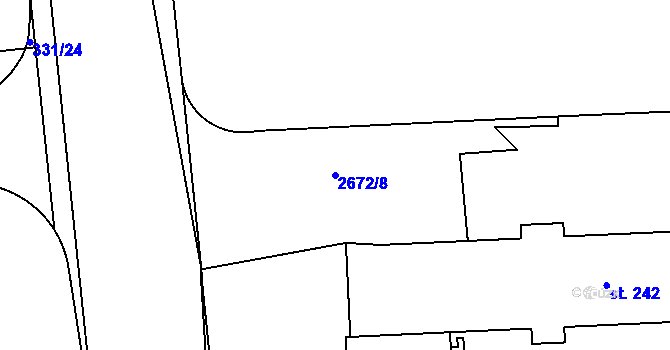 Parcela st. 2672/8 v KÚ Pardubice, Katastrální mapa