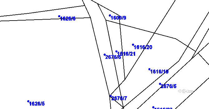 Parcela st. 2676/6 v KÚ Pardubice, Katastrální mapa