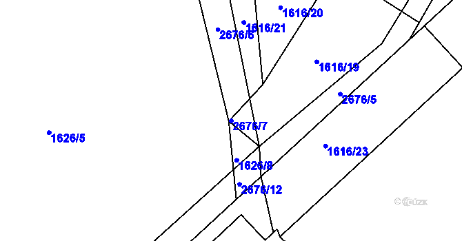 Parcela st. 2676/7 v KÚ Pardubice, Katastrální mapa