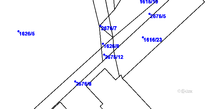 Parcela st. 2676/12 v KÚ Pardubice, Katastrální mapa