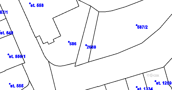 Parcela st. 2688 v KÚ Pardubice, Katastrální mapa