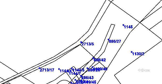 Parcela st. 2713/5 v KÚ Pardubice, Katastrální mapa