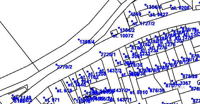 Parcela st. 2720/1 v KÚ Pardubice, Katastrální mapa
