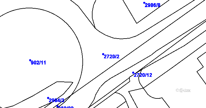 Parcela st. 2720/2 v KÚ Pardubice, Katastrální mapa