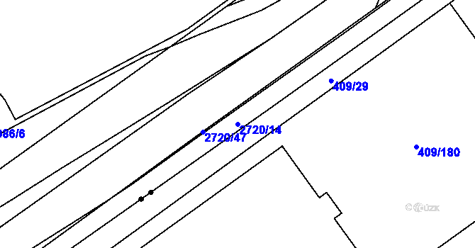 Parcela st. 2720/14 v KÚ Pardubice, Katastrální mapa