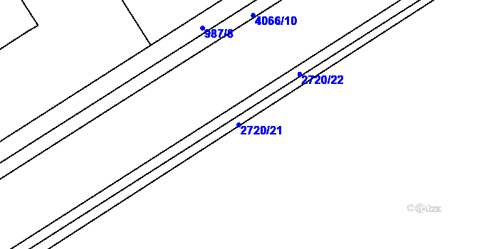 Parcela st. 2720/21 v KÚ Pardubice, Katastrální mapa