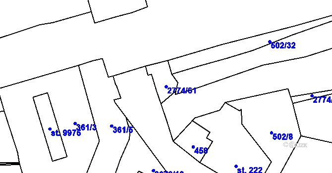 Parcela st. 2774/61 v KÚ Pardubice, Katastrální mapa