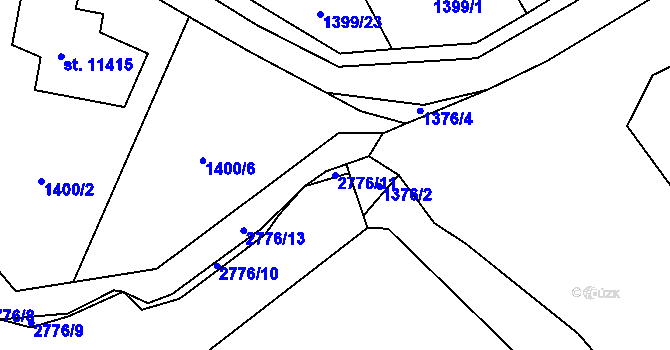 Parcela st. 2776/11 v KÚ Pardubice, Katastrální mapa