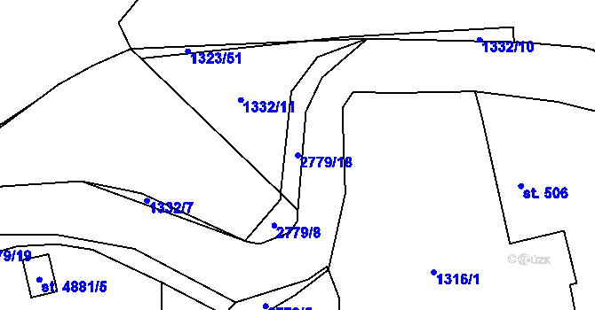 Parcela st. 2779/18 v KÚ Pardubice, Katastrální mapa