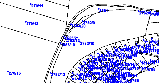 Parcela st. 2782/10 v KÚ Pardubice, Katastrální mapa