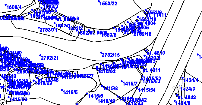 Parcela st. 2782/15 v KÚ Pardubice, Katastrální mapa