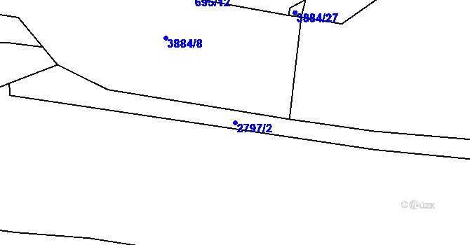 Parcela st. 2797/2 v KÚ Pardubice, Katastrální mapa