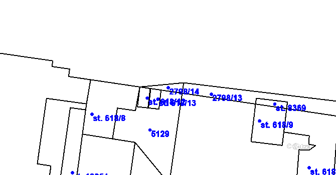 Parcela st. 2798/14 v KÚ Pardubice, Katastrální mapa