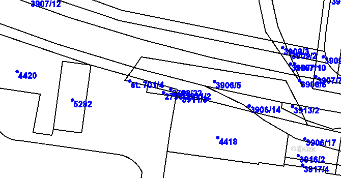 Parcela st. 2798/22 v KÚ Pardubice, Katastrální mapa