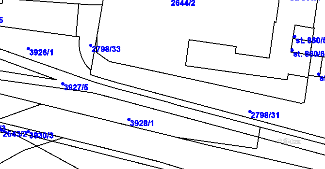 Parcela st. 2798/32 v KÚ Pardubice, Katastrální mapa