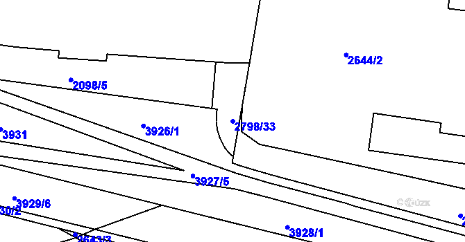 Parcela st. 2798/33 v KÚ Pardubice, Katastrální mapa