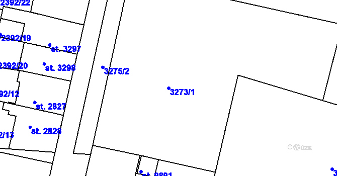 Parcela st. 3273/1 v KÚ Pardubice, Katastrální mapa