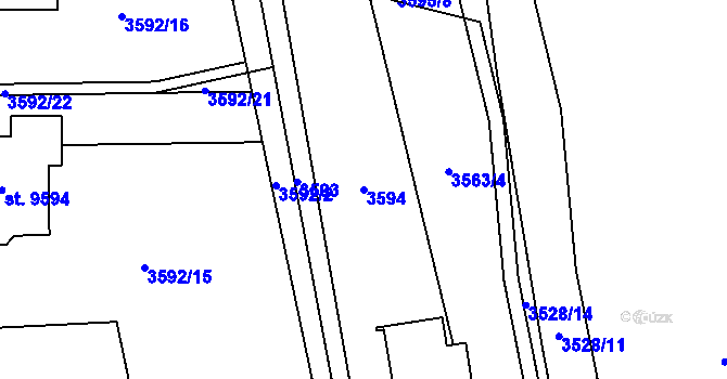 Parcela st. 3594 v KÚ Pardubice, Katastrální mapa