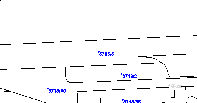 Parcela st. 3706/3 v KÚ Pardubice, Katastrální mapa