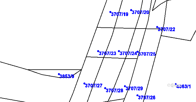 Parcela st. 3707/23 v KÚ Pardubice, Katastrální mapa