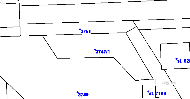 Parcela st. 3747/1 v KÚ Pardubice, Katastrální mapa