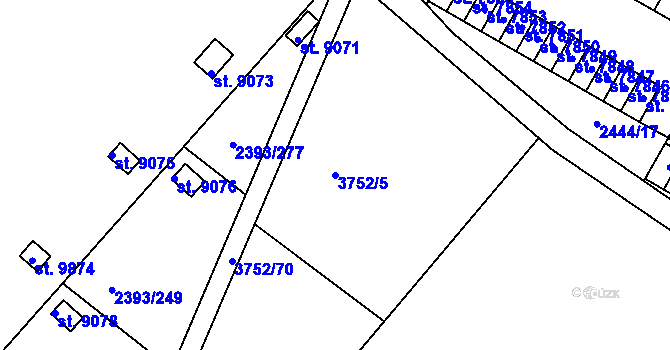 Parcela st. 3752/5 v KÚ Pardubice, Katastrální mapa