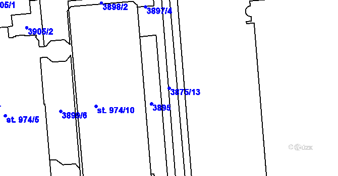 Parcela st. 3875/13 v KÚ Pardubice, Katastrální mapa