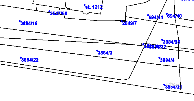 Parcela st. 3884/3 v KÚ Pardubice, Katastrální mapa