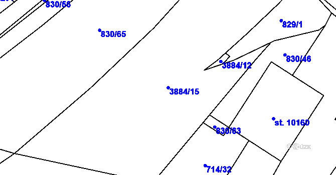 Parcela st. 3884/15 v KÚ Pardubice, Katastrální mapa