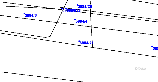 Parcela st. 3884/21 v KÚ Pardubice, Katastrální mapa
