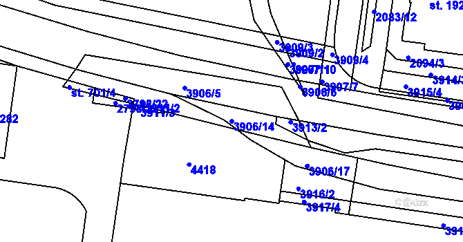 Parcela st. 3906/14 v KÚ Pardubice, Katastrální mapa