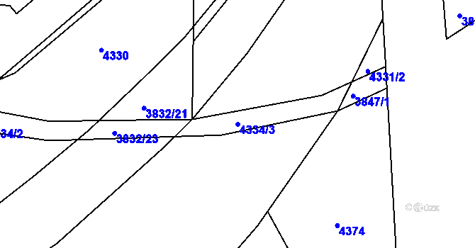 Parcela st. 4334/3 v KÚ Pardubice, Katastrální mapa