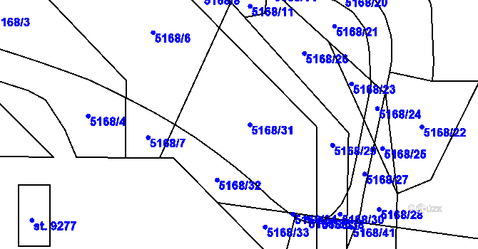 Parcela st. 4348/5 v KÚ Pardubice, Katastrální mapa