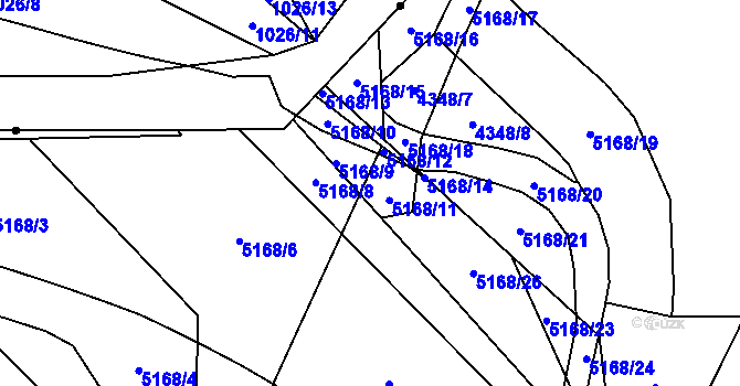 Parcela st. 4348/6 v KÚ Pardubice, Katastrální mapa