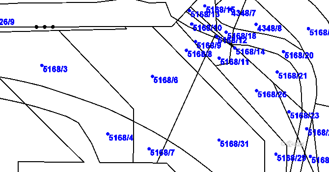 Parcela st. 4352/2 v KÚ Pardubice, Katastrální mapa