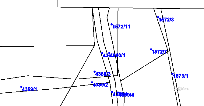 Parcela st. 4360/2 v KÚ Pardubice, Katastrální mapa