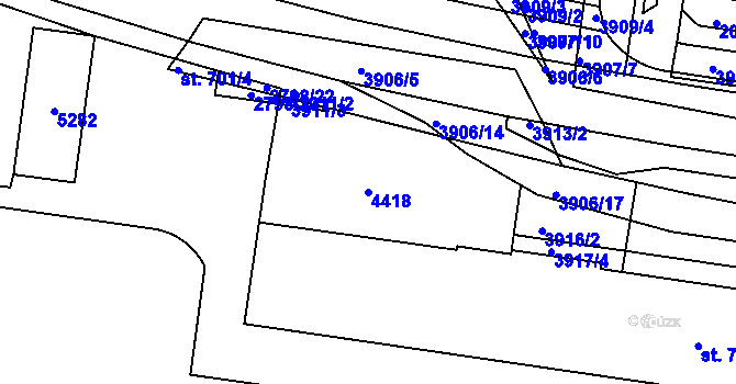 Parcela st. 4418 v KÚ Pardubice, Katastrální mapa
