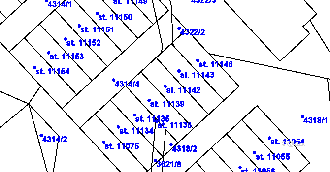 Parcela st. 11142 v KÚ Pardubice, Katastrální mapa