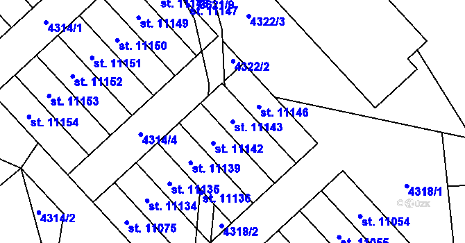 Parcela st. 11143 v KÚ Pardubice, Katastrální mapa