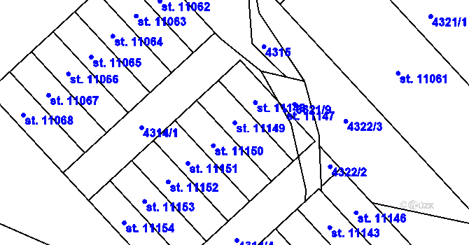 Parcela st. 11149 v KÚ Pardubice, Katastrální mapa
