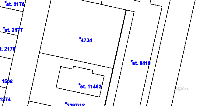 Parcela st. 4734 v KÚ Pardubice, Katastrální mapa