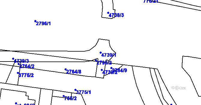 Parcela st. 4739/1 v KÚ Pardubice, Katastrální mapa
