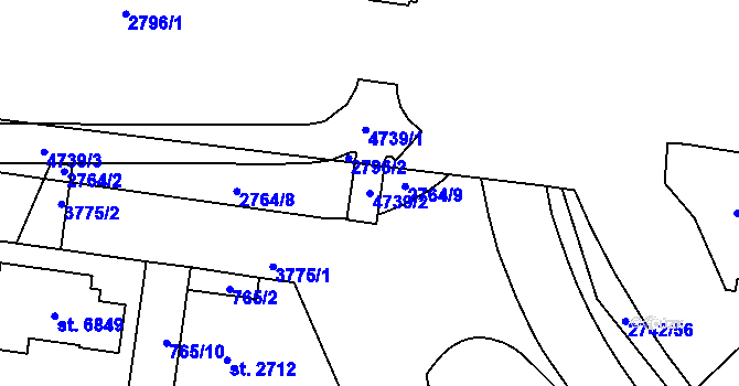 Parcela st. 4739/2 v KÚ Pardubice, Katastrální mapa