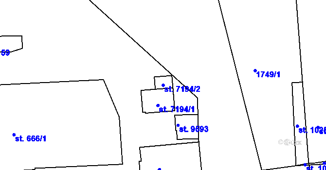 Parcela st. 7194/2 v KÚ Pardubice, Katastrální mapa