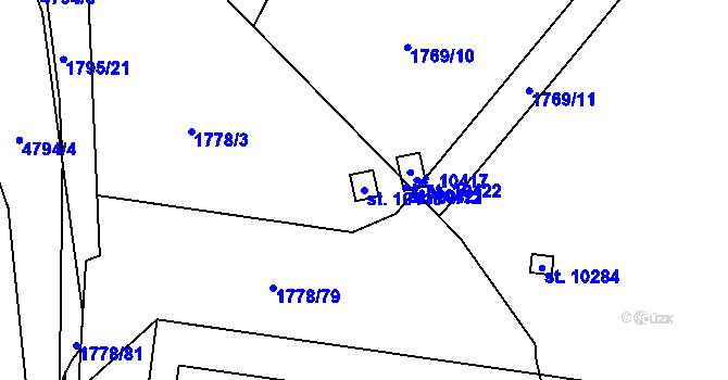 Parcela st. 10416 v KÚ Pardubice, Katastrální mapa