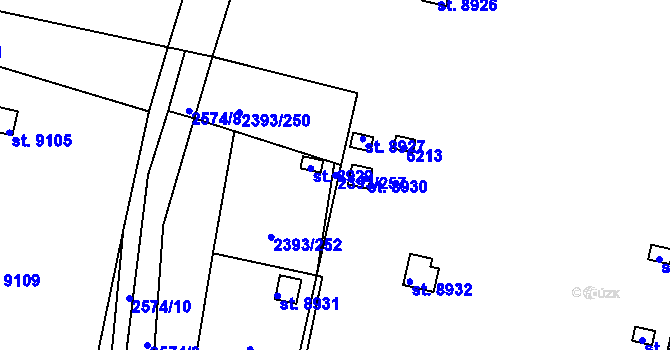 Parcela st. 2393/257 v KÚ Pardubice, Katastrální mapa