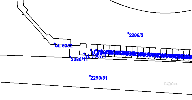 Parcela st. 7007/6 v KÚ Pardubice, Katastrální mapa