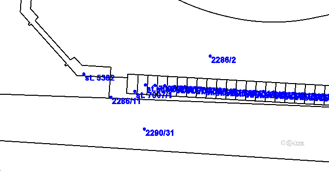 Parcela st. 7007/7 v KÚ Pardubice, Katastrální mapa